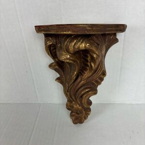 Vintage Gold wall shelf/sconce-scroll design/ceramic